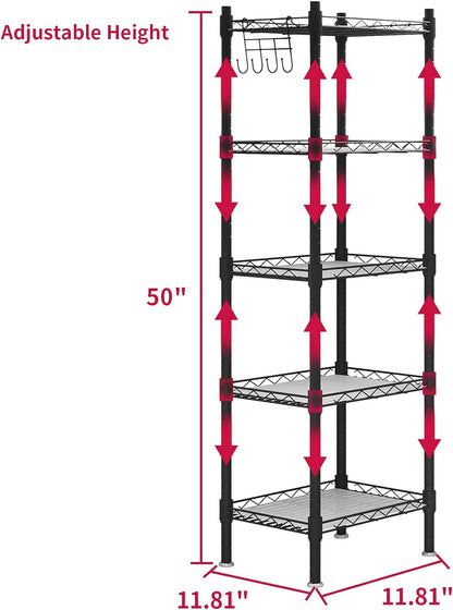 Linzinar 5 Wire Shelving Small Metal Storage Rack Adjustable Unit Shelves