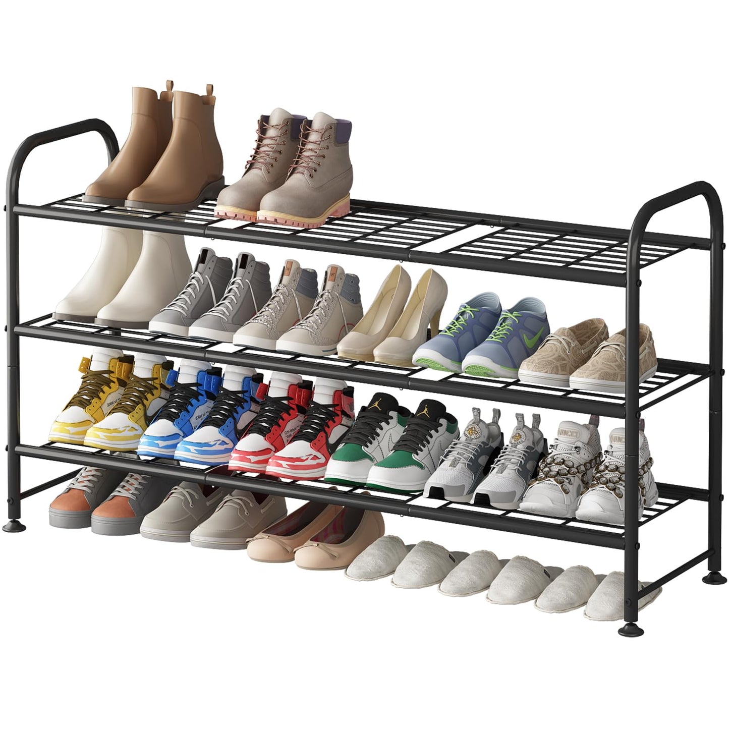 Linzinar Shoe Rack 4 Tier Storage Organizer for Closet Entryway Metal
