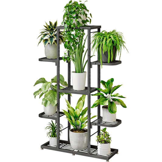 Linzinar Plant Stand 5 Tier 9 Potted Indoor Outdoor Multi Flower Pots