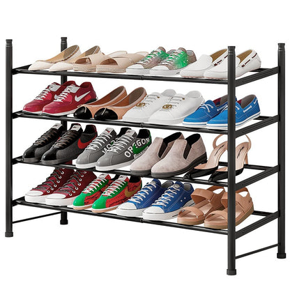 Linzinar Shoe Rack 4 Tier Metal Expandable Adjustable Shoe Shelf