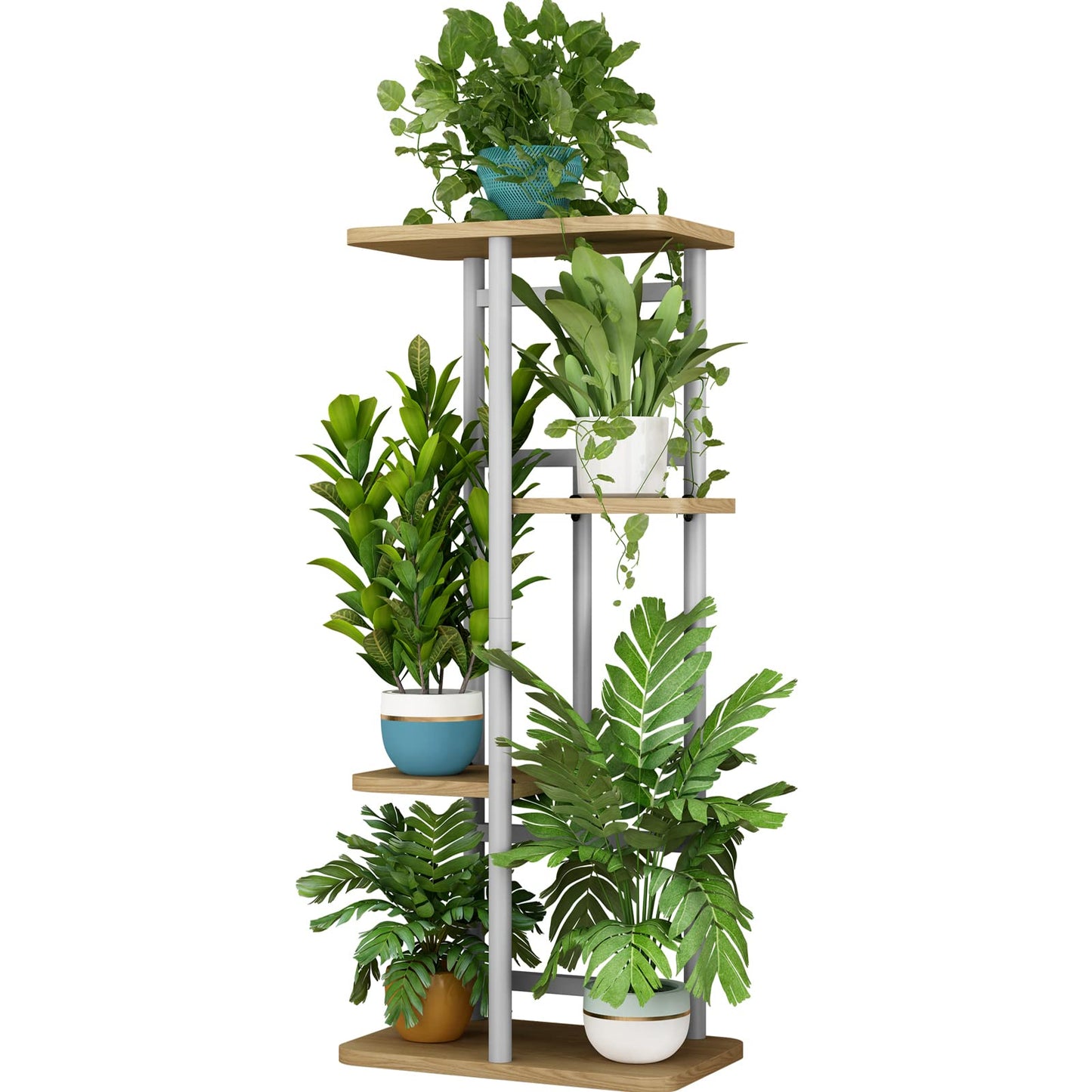 Linzinar  Plant Stand 4 Tier 5 Potted Indoor Plant Shelf Multiple Stands for Garden Corner Balcony Living Room