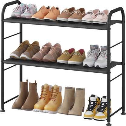 Linzinar Shoe Rack 2 Tier Storage Organizer for Closet Entryway