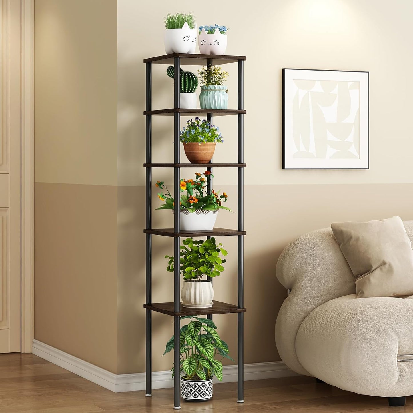 Linzinar Plant Stand Indoor 5 Pack Metal Shelf Corner Display Rack