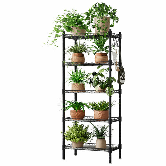 Linzinar Plant Stand Indoor Outdoor 5 Tier Adjustable Corner Tiered Plant Shelf