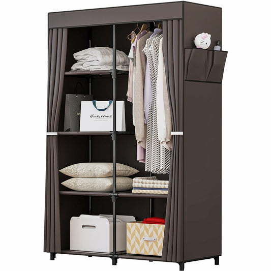 Linzinar 34 Inch Portable Closet Wardrobe Organizer Storage with Cover Non-Woben