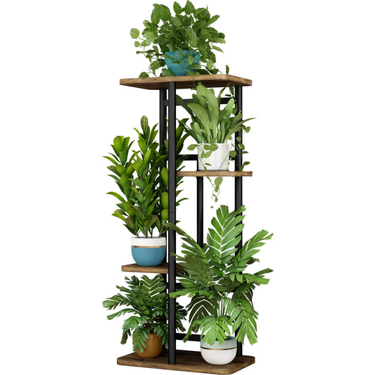 Linzinar  Plant Stand 4 Tier 5 Potted Indoor Plant Shelf Multiple Stands for Garden Corner Balcony Living Room