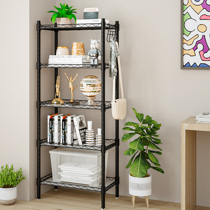 Linzinar Shelf 5 Wier Metal Storage Rack Shelving Unit Organizer