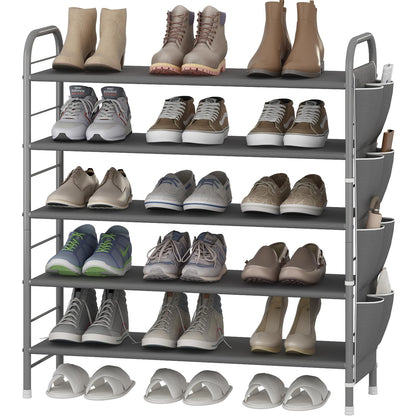 Linzinar Shoe Rack Storage Organizer 5 Tier Free Standing Metal Shoe Shelf