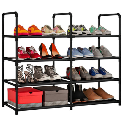 Linzinar Shoe Rack Storage Organizer 4 Tier Metal Tall Free Standing Shelf