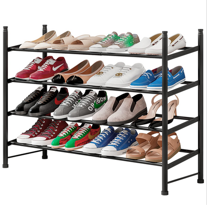 Linzinar Shoe Rack 4 Tier Metal Expandable Adjustable Shoe Shelf