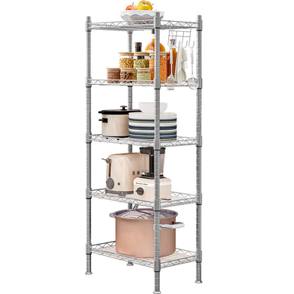 Linzinar Shelf 5 Wier Metal Storage Rack Shelving Unit Organizer