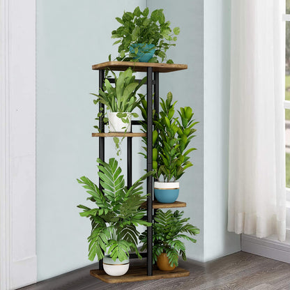 Linzinar  Plant Stand 4 Tier 5 Potted Indoor Plant Shelf Multiple Stands for Garden Corner Balcony Living Room