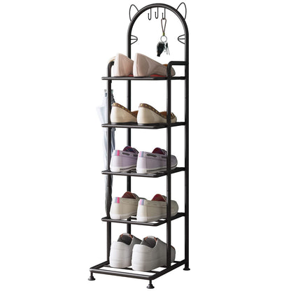 Linzinar Shoe Rack 5 Tier Vertical Storage Organizer Shelf Sturdy Metal Free Standing Shoe Tower